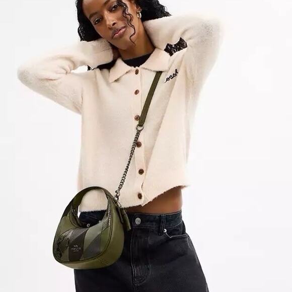 NWT Coach Carmen Mini Crossbody Bag in Patchwork CCE64 Gunmetal/Olive Multi - Picture 7 of 11